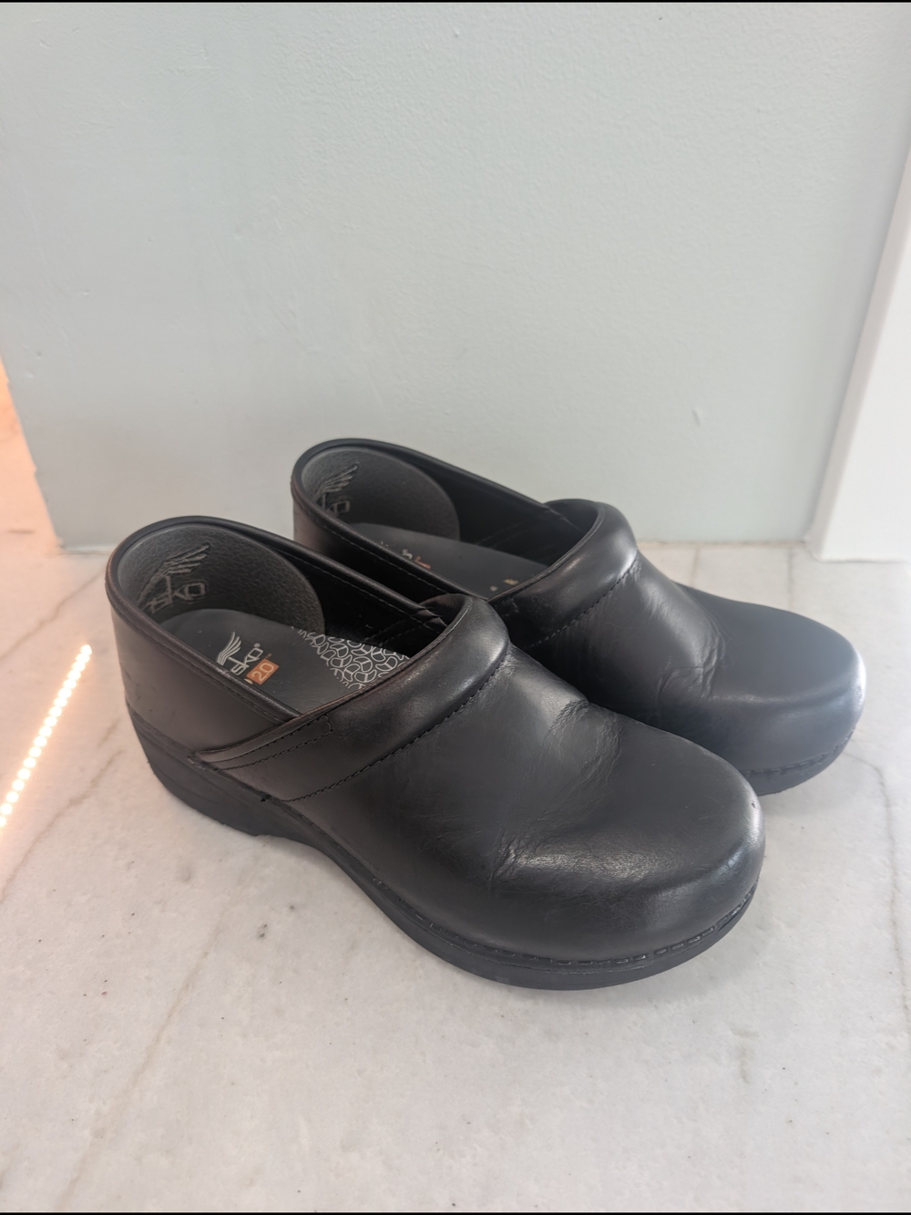 Dansko Black Leather Professional Clogs